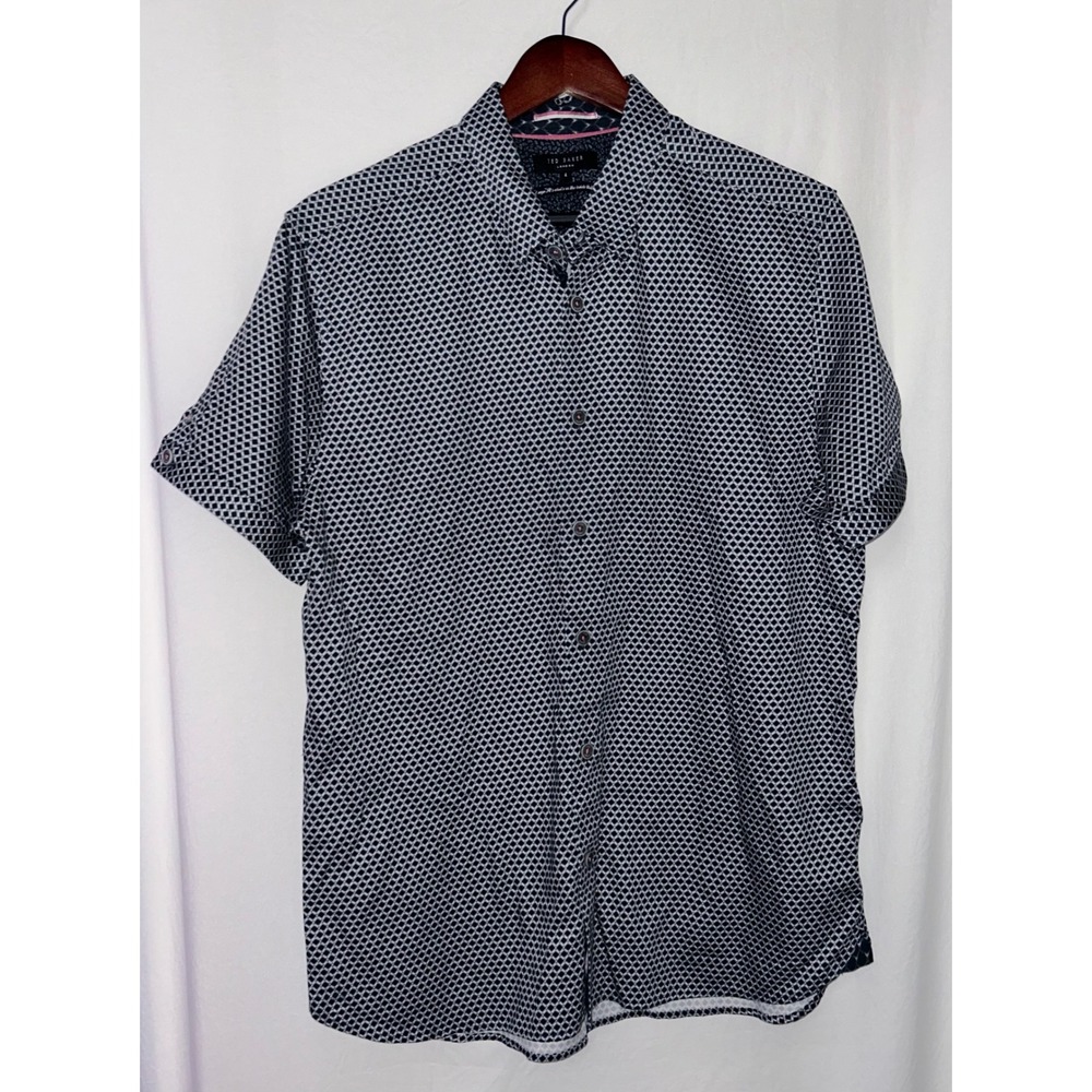 Ted Baker London Mens‎ Short Sleeve Button Down Shirt - Geometric Pattern